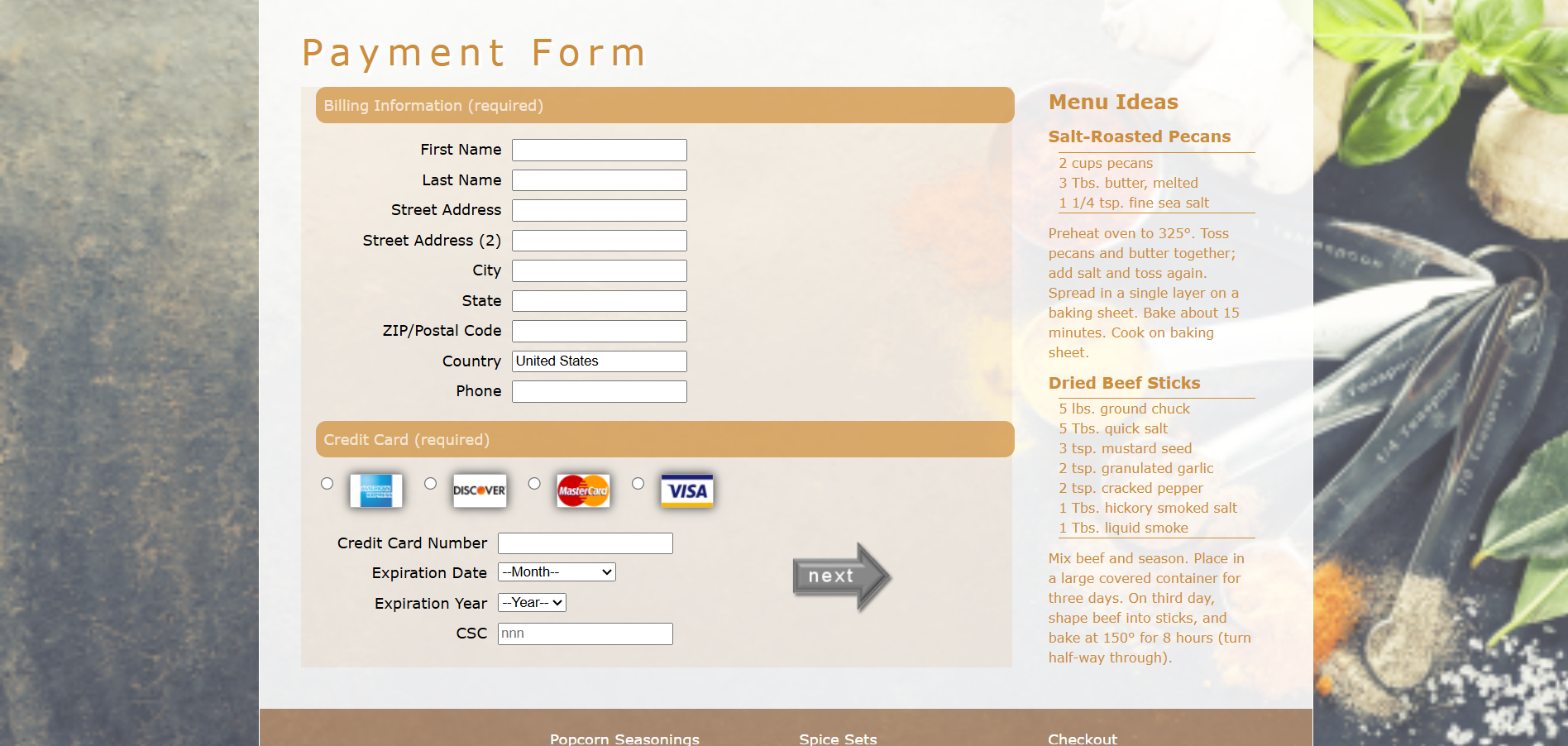 Credit Card Payment Form screenshot